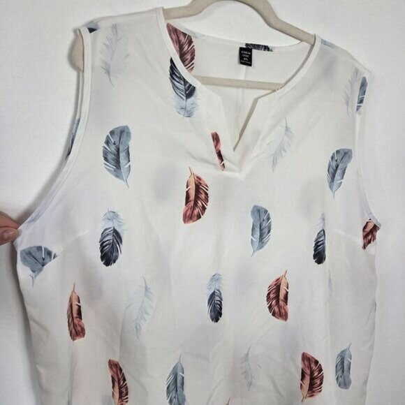 Plus Size 4X Feather Camisole Blouse Top White Boho Summer Festival Gypsy Hippie - Picture 2 of 5